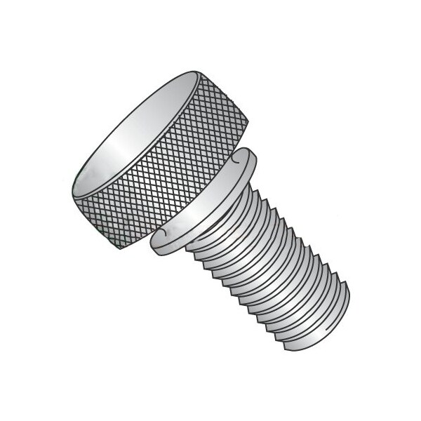 Newport Fasteners Thumb Screw, #6-32 Thread Size, Round Washer, Passivated 18-8 Stainless Steel, 0.203 in Head Ht 591656 - main